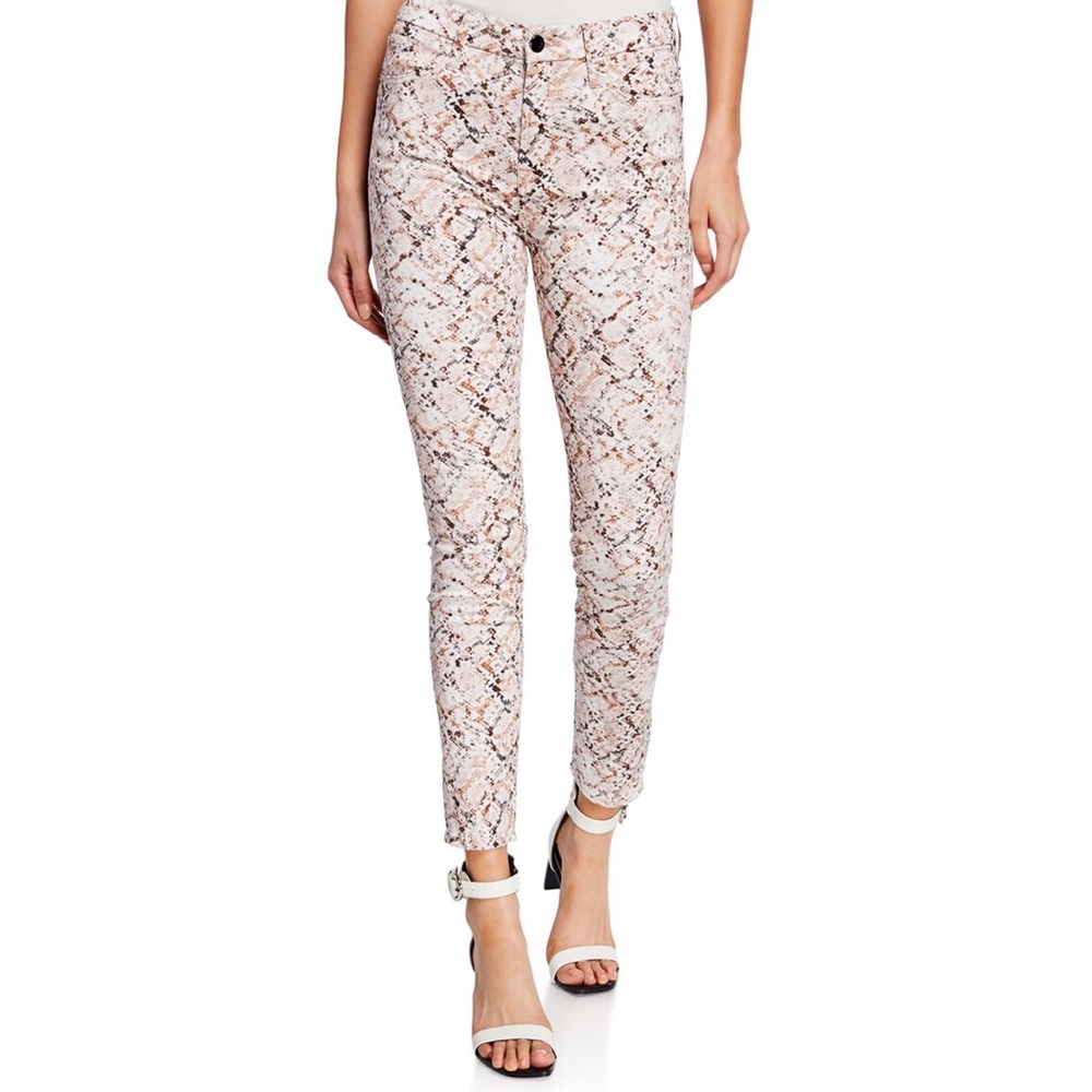 7 FOR ALL MANKIND SNAKE-PRINT ANKLE SKINNY JEANS